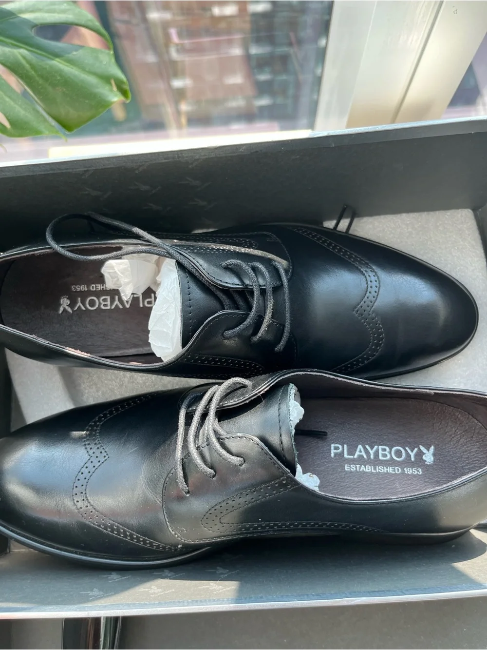 PLAYBOY Black Leather Loafers US Men’s 7